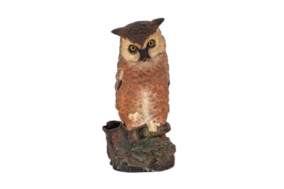 Lot 105 - A LATE 19TH CENTURY AUSTRIAN PAINTED TERRACOTTA MODEL OF AN OWL