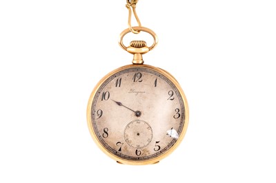 Lot 312 - LONGINES - 14K GOLD OPEN-FACED POCKET WATCH