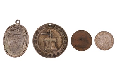 Lot 103 - A Group of Charles I silver medallion, badge and token, together with an Old Pretender token