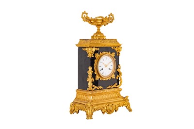 Lot 293 - A LATE 19TH CENTURY FRENCH ORMOLU AND SLATE MANTEL CLOCK