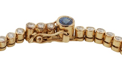 Lot 226 - A SAPPHIRE AND DIAMOND LINE BRACELET