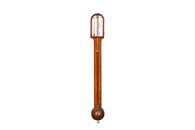 Lot 137 - A WALNUT STICK BAROMETER, M. WISKER OF YORK
