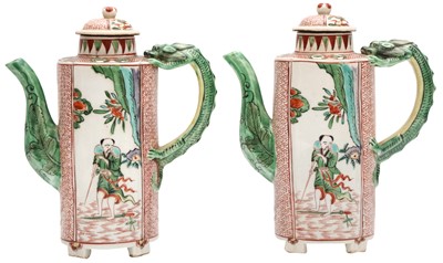 Lot 296 - Pair of Japanese Kutani wine pots and covers
