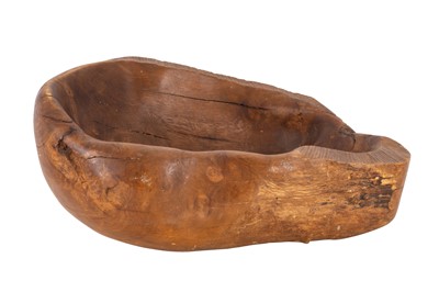 Lot 374 - A RUSTIC CARVED BURR ELM BOWL
