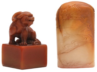 Lot 644 - TWO CHINESE SOAPSTONE SEALS