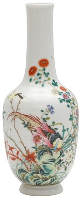 Lot 574 - A CHINESE FAMILLE-ROSE 'BIRDS AND BLOSSOMS' BOTTLE VASE