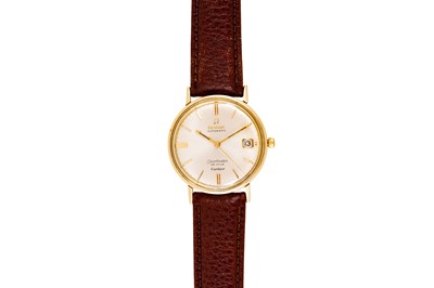Lot 341 - OMEGA X CARTIER - 14K GOLD AUTOMATIC DRESS WATCH