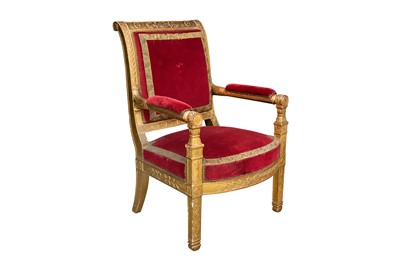Lot 67 - A French Empire giltwood fauteuil, circa 1815