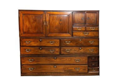 Lot 78 - A JAPANESE WOOD THREE-PART TANSU