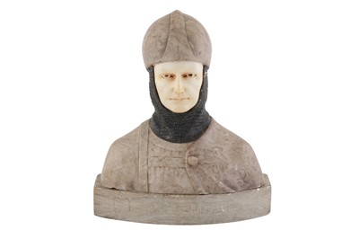 Lot 231 - CONTINENTAL MARBLE AND ALABASTER BUST OF 'PARSIFAL', LATE 19TH / EARLY 20TH CENTURY