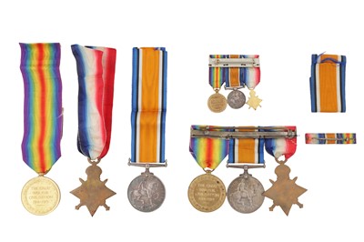 Lot 5 - TWO WWI SERVICE MEDAL TRIOS