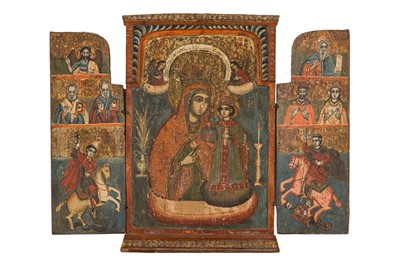 Lot 12 - GREEK RUSSIAN ORTHODOX ICON (18TH CENTURY)