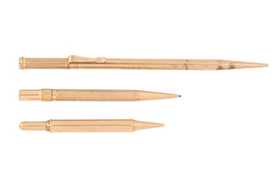 Lot 376 - THREE VINTAGE GOLD PROPELLING PENCILS