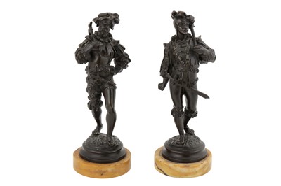 Lot 251 - A PAIR OF CONTINENTAL BRONZE FIGURES OF CAVALIERS, LATE 19TH CENTURY