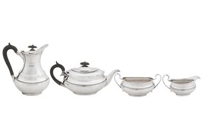 Lot 398 - A George V sterling silver four-piece tea and coffee service, Sheffield 1928 by Emile Viner