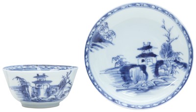 Lot 528 - A CHINESE BLUE AND WHITE NANKING CARGO CUP AND SAUCER