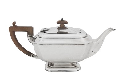 Lot 396 - A George V sterling silver teapot, Birmingham 1931 by Henry Cook