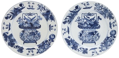 Lot 6 - A PAIR OF BLUE AND WHITE 'FLOWER BASKET' DISHES