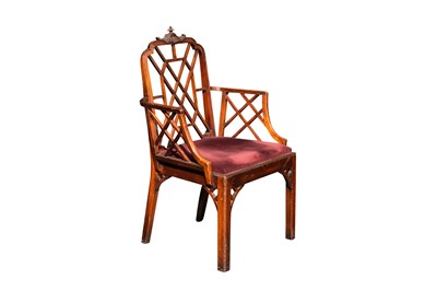 Lot 189 - A LATE 19TH CENTURY CHINESE CHIPPENDALE STYLE MAHOGANY ARMCHAIR