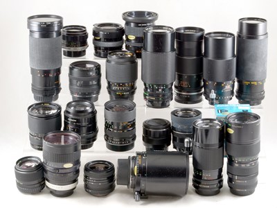 Lot 443 - Large Lens Collection. Tamron 500mm Mirror, Canon FD, Minolta etc.