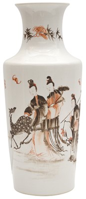 Lot 222 - A CHINESE EN-GRISAILLE AND ROUGE-DE-FER VASE
