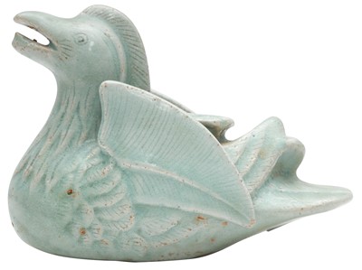 Lot 430 - A KOREAN CELADON-GLAZED 'DUCK' WATER DROPPER