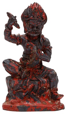 Lot 155 - A TIBETAN LACQUERED BRONZE FIGURE OF VAJRAPANI