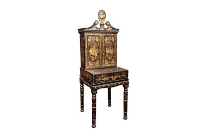 Lot 63 - A late 18th or early 19th-century Chinese Export Lacquered George III period Chinoiserie black & gilt lady's dressing chest