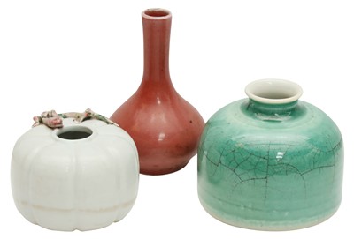 Lot 550 - THREE CHINESE MONOCHROME CERAMICS