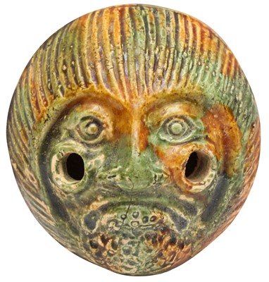 Lot 718 - A CHINESE TANG-STYLE SANCAI 'DEMON HEAD' WHISTLE