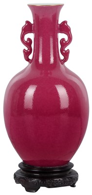 Lot 547 - A CHINESE MONOCHROME RUBY-GLAZED VASE