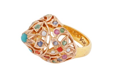 Lot 117 - A multi gem-set dome ring