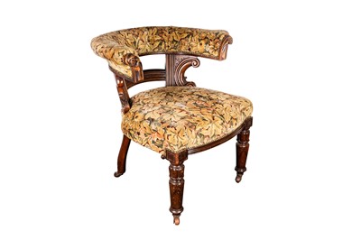 Lot 194 - A VICTORIAN WALNUT READING OR COCKFIGHTING ARMCHAIR