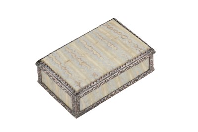 Lot 14 - A William IV old Sheffield plate mounted mammoth tooth ivory and tortoiseshell snuff box, English circa 1835