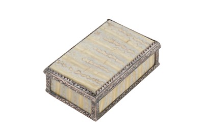 Lot 14 - A William IV old Sheffield plate mounted mammoth tooth ivory and tortoiseshell snuff box, English circa 1835