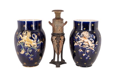 Lot 206 - PAIR OF LATE 19TH CENTURY FRENCH FAIENCE VASES