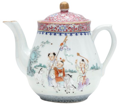 Lot 228 - A CHINESE FAMILLE-ROSE 'CHILDREN' TEAPOT AND COVER
