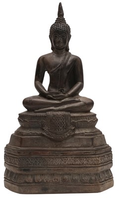 Lot 445 - A THAI BRONZE FIGURE OF BUDDHA SHAKYAMUNI