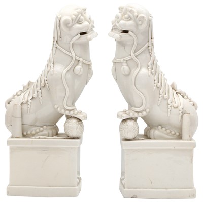 Lot 768 - A PAIR OF LARGE CHINESE DEHUA 'LION DOG' INCENSE HOLDERS