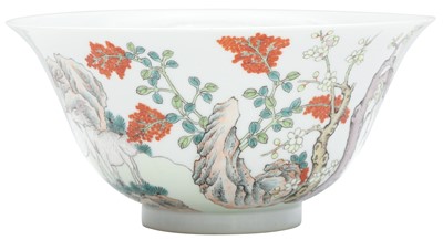 Lot 933 - A CHINESE FAMILLE-ROSE 'RAMS' BOWL