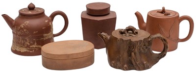 Lot 963 - A GROUP OF FIVE YIXING ZISHA WARES