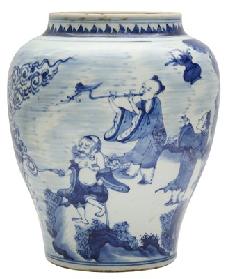 Lot 618 - A Chinese blue and white 'immortals' vase, 19th/20th century