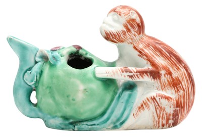 Lot 405 - A CHINESE FAMILLE-ROSE WATER POT IN THE FORM OF A MONKEY