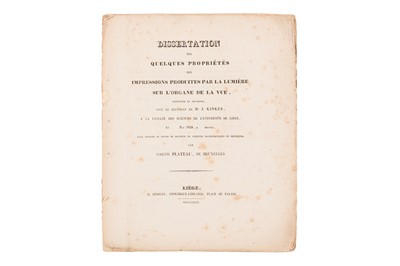 Lot 2 - JOSEPH PLATEAU (1801-1883) - Doctorate Dissertation, 1829