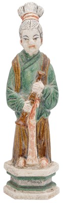 Lot 762 - A CHINESE SANCAI-GLAZED FIGURE OF A LADY