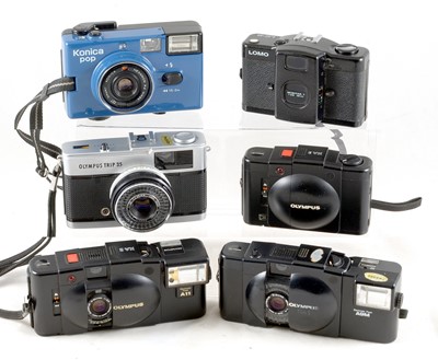 Lot 457 - Olympus XA1, XA2, Konica Pop Compact Cameras.