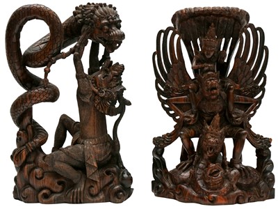 Lot 442 - TWO BALINESE CARVED WOOD FIGURES