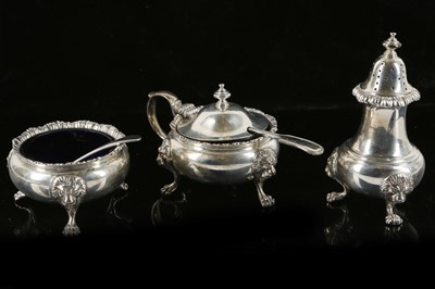 Lot 420 - An antique George VI Sterling Silver three...