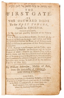 Lot 130 - Robertson. The First Gate (Hebrew Grammar) [1654-55]