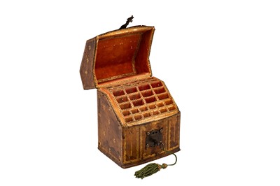 Lot 279 - GEORGE III GILT TOOLED TAN LEATHER KNIFE BOX